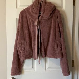 Super soft coverette style hoodie.